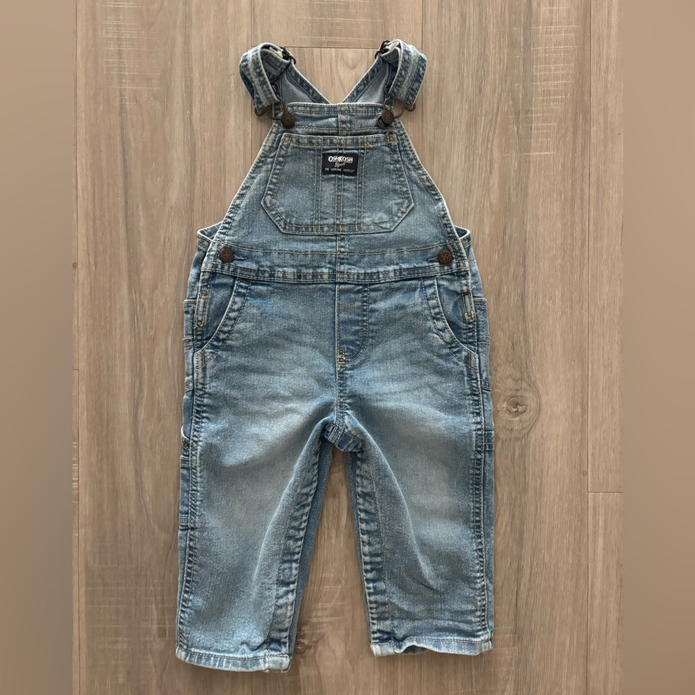 OshKosh B'gosh Light Blue Denim Kids Overalls 18m euc